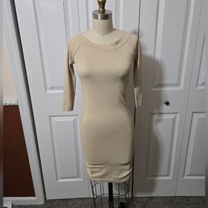 Bebe Gold Bandage Dress, Size M/L, Fitted, EUC